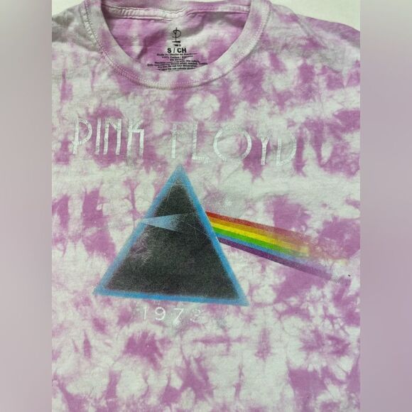 Pink Floyd Crop Graphic T-shirt Women Small Pink Tie Dye Short Sleeve - Picture 2 of 5